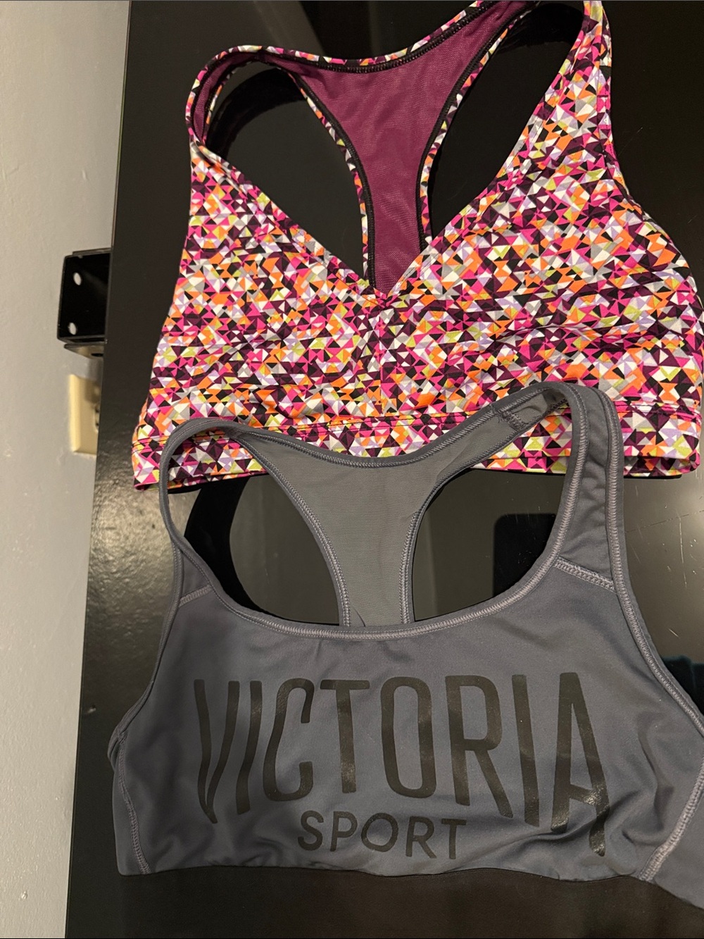 PINK Victoria's Secret Multi-Geo & Gray Racerback Sports Bras